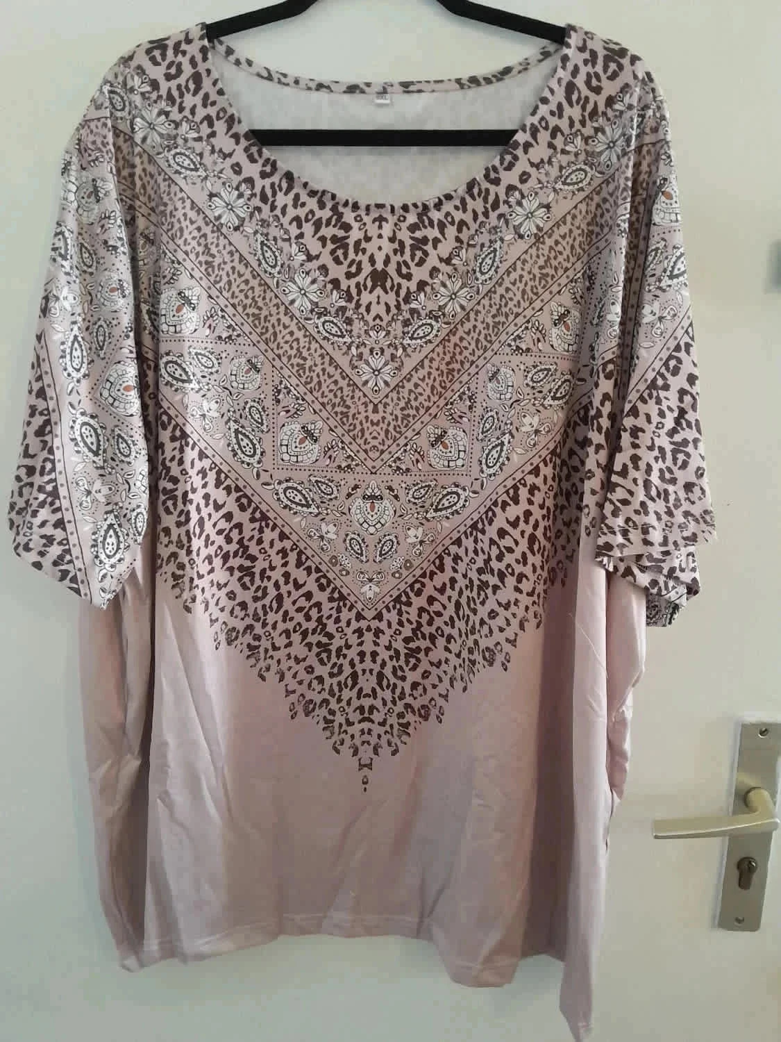 Haut beige imprimé, taille 7XL, style Bohème
